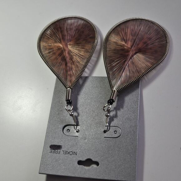 **Sale** Brown Leopard Print Teardrop String Dangling Earrings - Picture 10 of 12